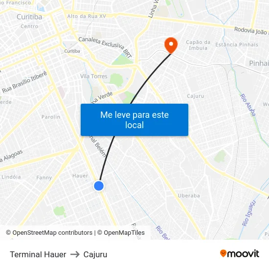 Terminal Hauer to Cajuru map