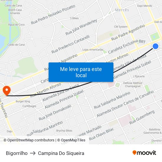 Bigorrilho to Campina Do Siqueira map