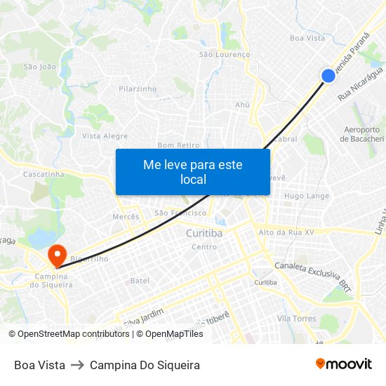 Boa Vista to Campina Do Siqueira map