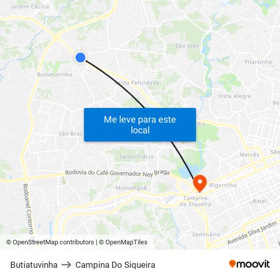 Butiatuvinha to Campina Do Siqueira map