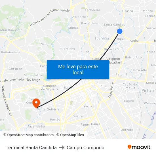 Terminal Santa Cândida to Campo Comprido map