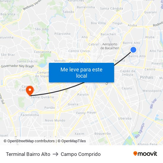 Terminal Bairro Alto to Campo Comprido map