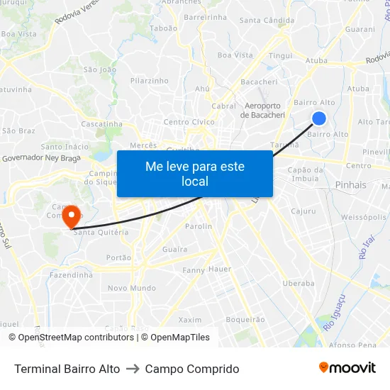 Terminal Bairro Alto to Campo Comprido map
