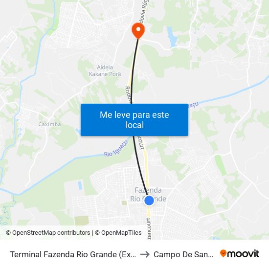 Terminal Fazenda Rio Grande (Externo) to Campo De Santana map