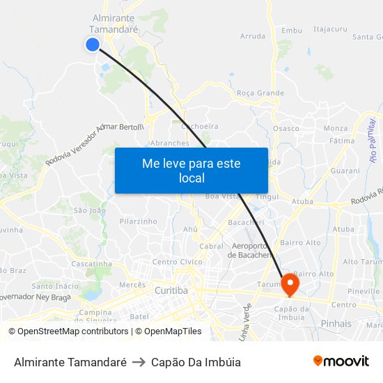 Almirante Tamandaré to Capão Da Imbúia map