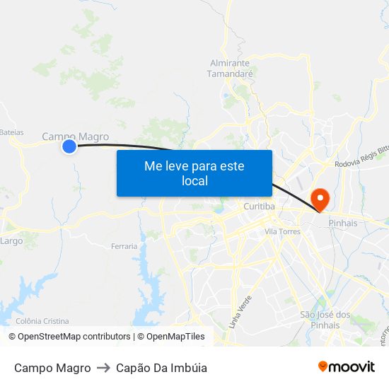 Campo Magro to Capão Da Imbúia map