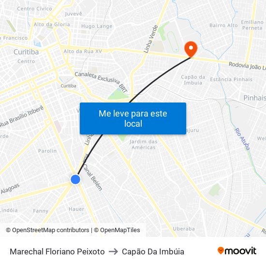 Marechal Floriano Peixoto to Capão Da Imbúia map