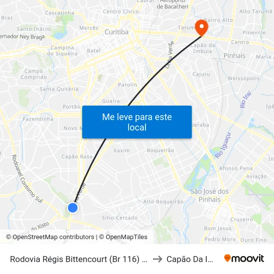 Rodovia Régis Bittencourt (Br 116) - Servopa to Capão Da Imbúia map