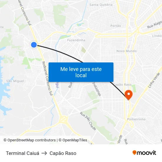 Terminal Caiuá to Capão Raso map
