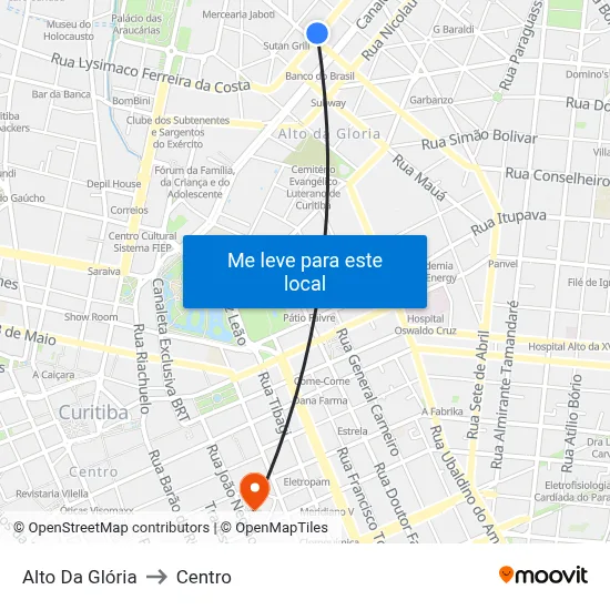 Alto Da Glória to Centro map
