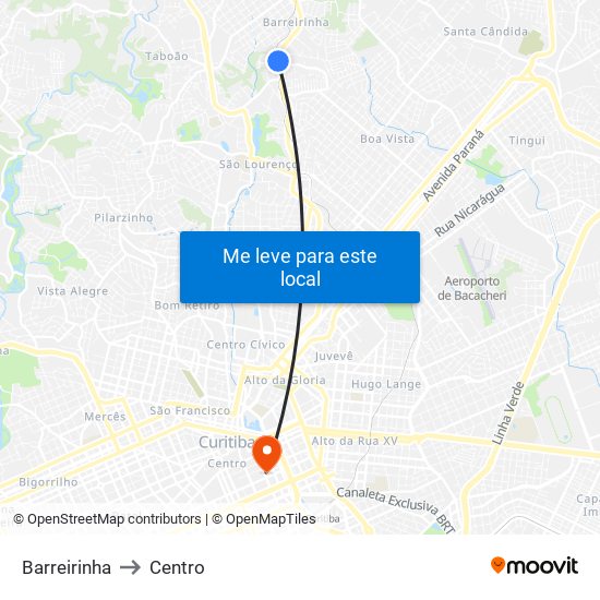 Barreirinha to Centro map