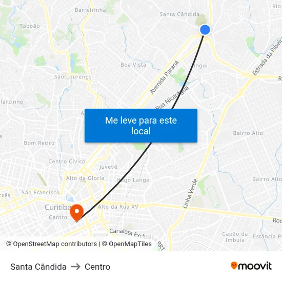 Santa Cândida to Centro map