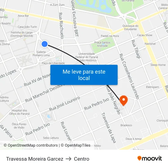 Travessa Moreira Garcez to Centro map
