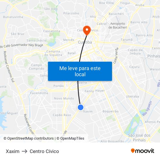 Xaxim to Centro Cívico map