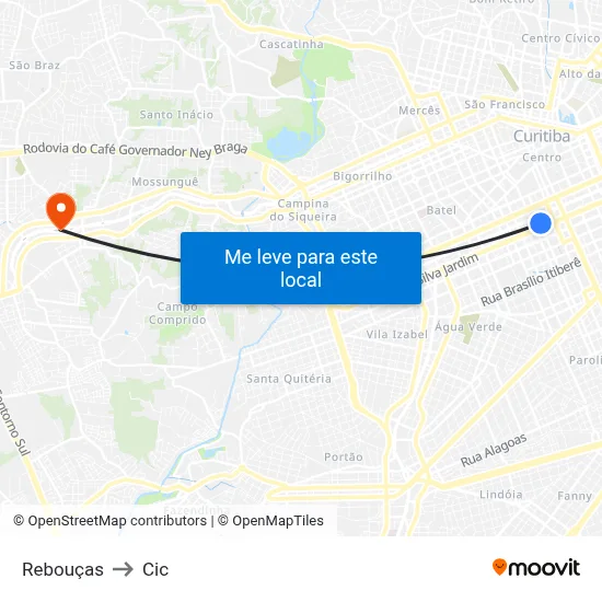 Rebouças to Cic map