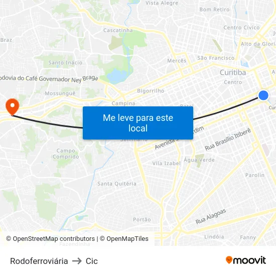 Rodoferroviária to Cic map