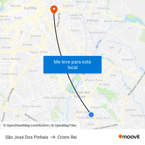 São José Dos Pinhais to Cristo Rei map