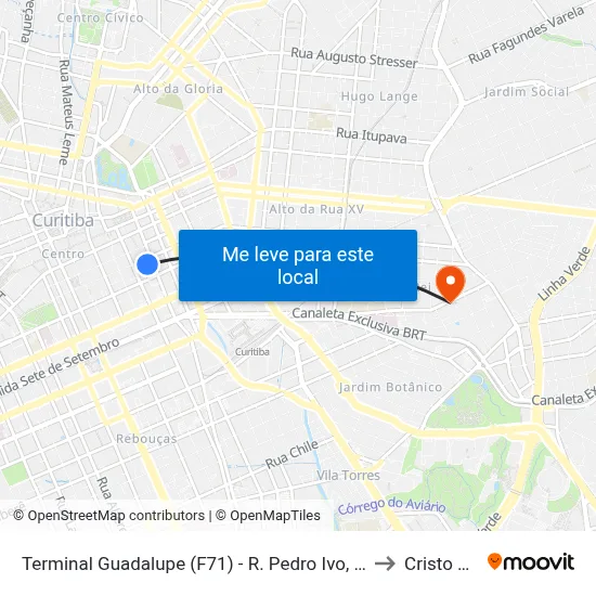 Terminal Guadalupe (F71) - R. Pedro Ivo, 955 to Cristo Rei map