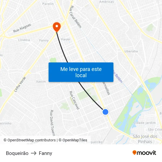 Boqueirão to Fanny map