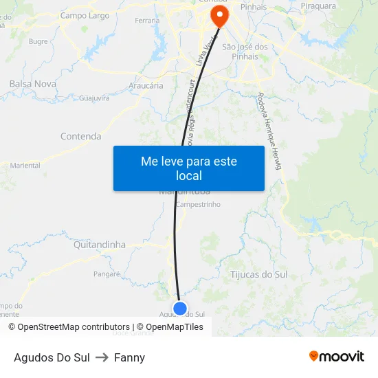 Agudos Do Sul to Fanny map
