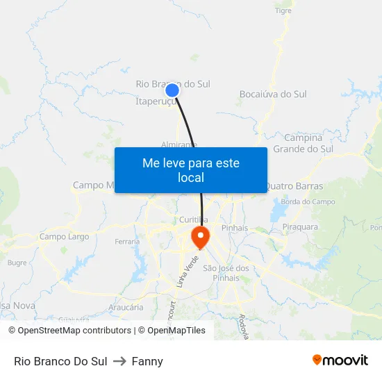 Rio Branco Do Sul to Fanny map
