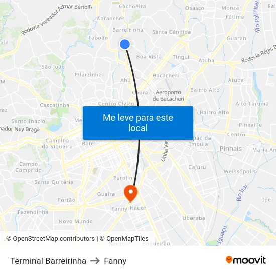 Terminal Barreirinha to Fanny map