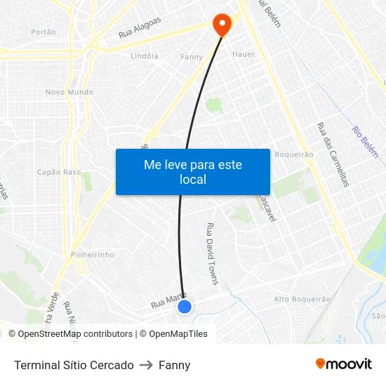 Terminal Sítio Cercado to Fanny map