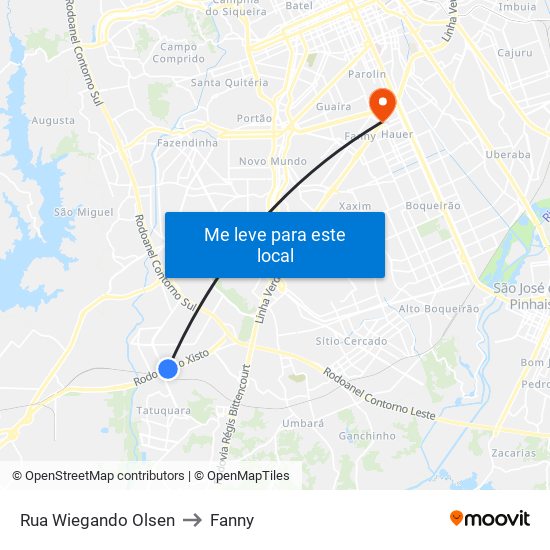 Rua Wiegando Olsen to Fanny map
