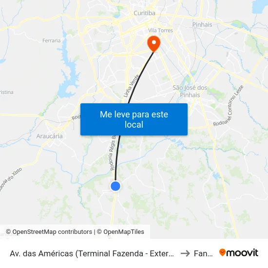 Av. das Américas (Terminal Fazenda - Externo) to Fanny map