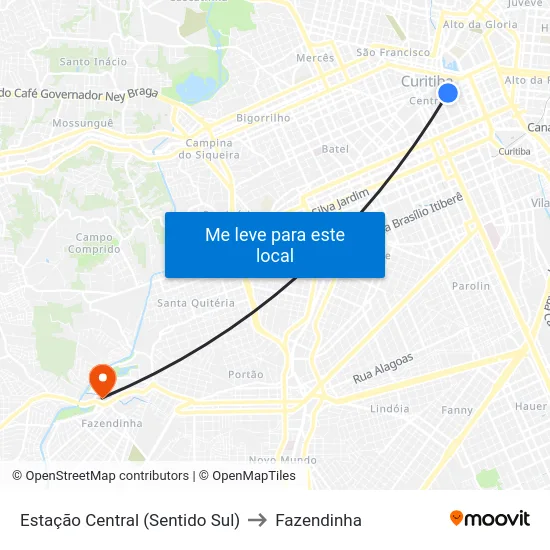 Estação Central (Sentido Sul) to Fazendinha map