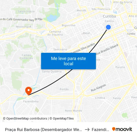 Praça Rui Barbosa (Desembargador Westphalen) to Fazendinha map