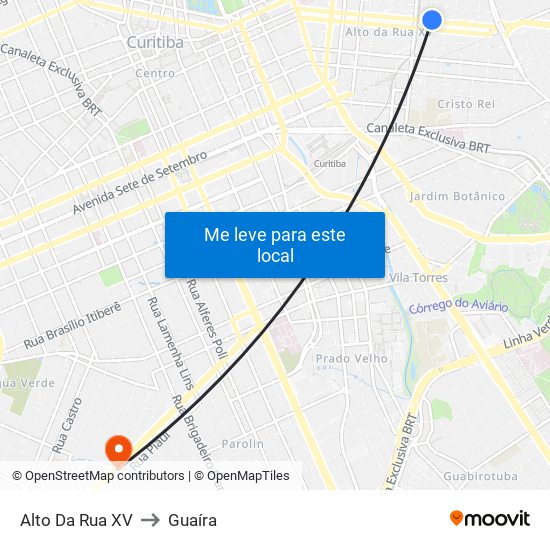 Alto Da Rua XV to Guaíra map
