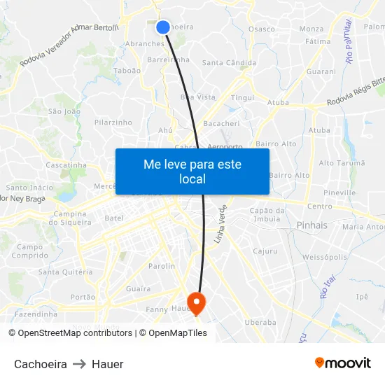 Cachoeira to Hauer map