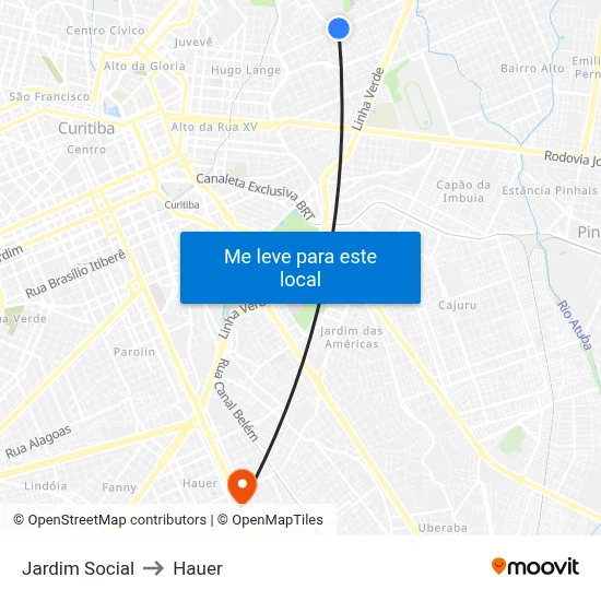 Jardim Social to Hauer map