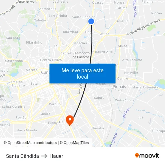 Santa Cândida to Hauer map