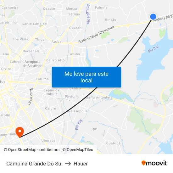 Campina Grande Do Sul to Hauer map