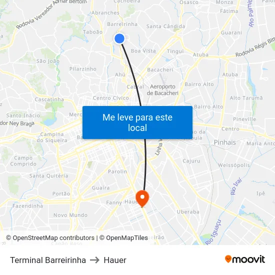Terminal Barreirinha to Hauer map