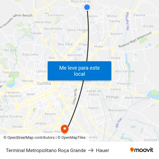 Terminal Metropolitano Roça Grande to Hauer map