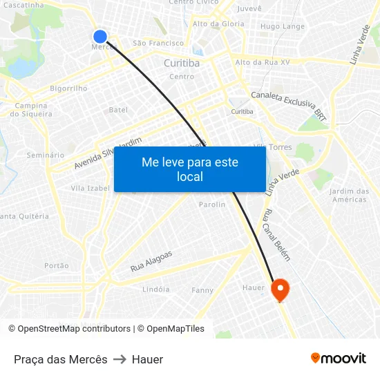 Praça das Mercês to Hauer map