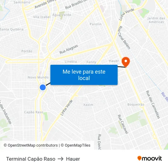 Terminal Capão Raso to Hauer map