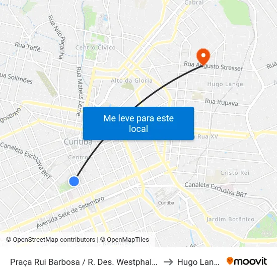 Praça Rui Barbosa (Desembargador Westphalen) to Hugo Lange map