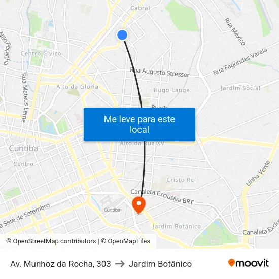 Av. Munhoz da Rocha, 303 to Jardim Botânico map