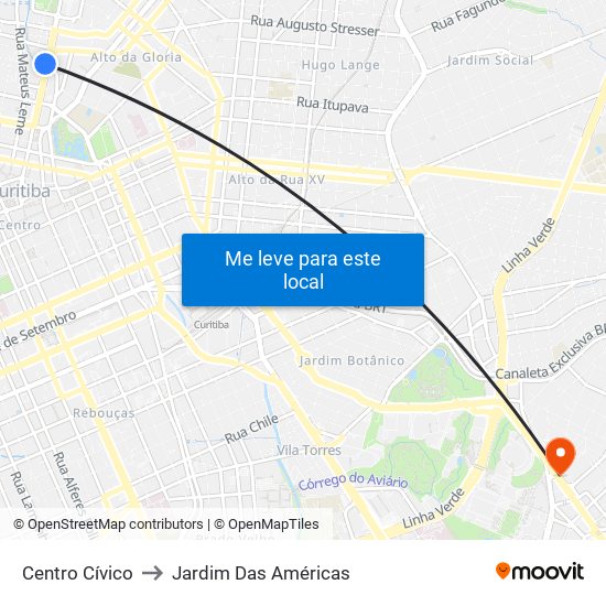 Centro Cívico to Jardim Das Américas map