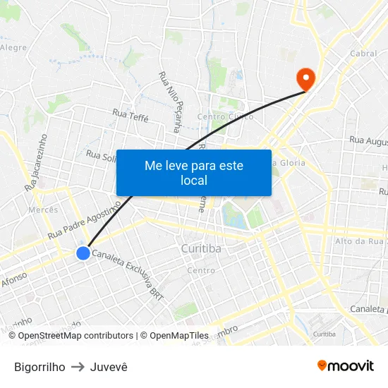 Bigorrilho to Juvevê map