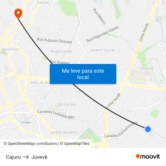 Cajuru to Juvevê map