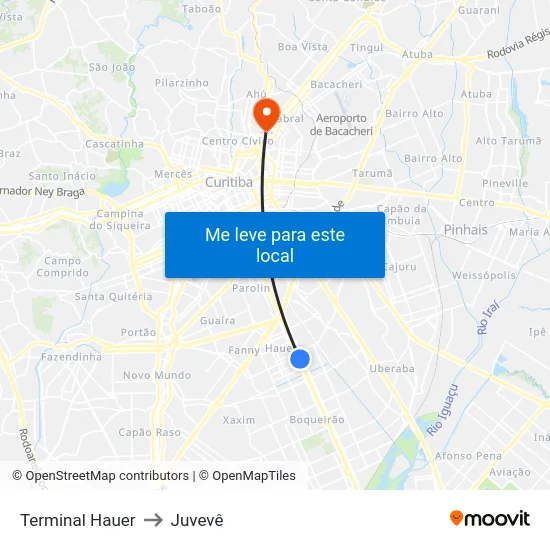 Terminal Hauer to Juvevê map