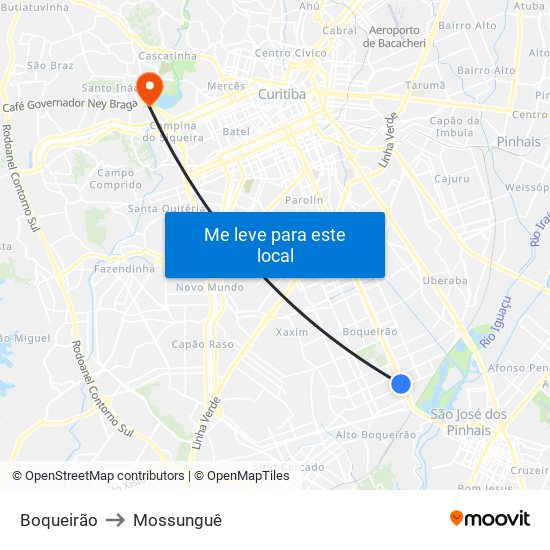 Boqueirão to Mossunguê map