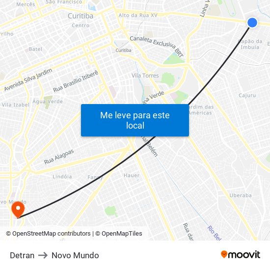 Detran to Novo Mundo map