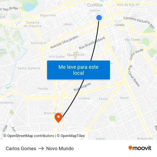 Carlos Gomes to Novo Mundo map