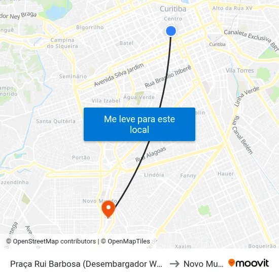 Praça Rui Barbosa (Desembargador Westphalen) to Novo Mundo map